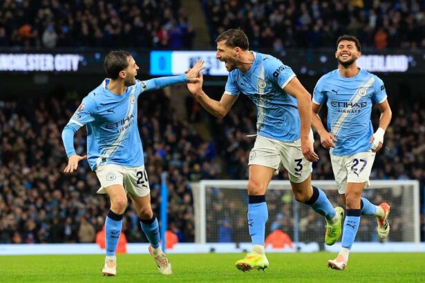 Ruben Dias marcheaza un gol uluitor in victoria lui Manchester City asupra lui Sunderland