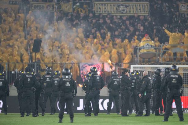 Politia investigheaza invazia terenului in timpul meciului dintre Dynamo Dresden si Hertha Berlin