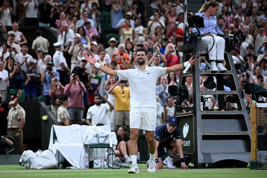 Djokovic inca o victorie intr un epic de cinci ore la Wimbledon pentru a se califica in semifinala contra lui Sinner
